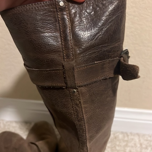 Real leather brown boots with buckles and studs up the back - Picture 4 of 7